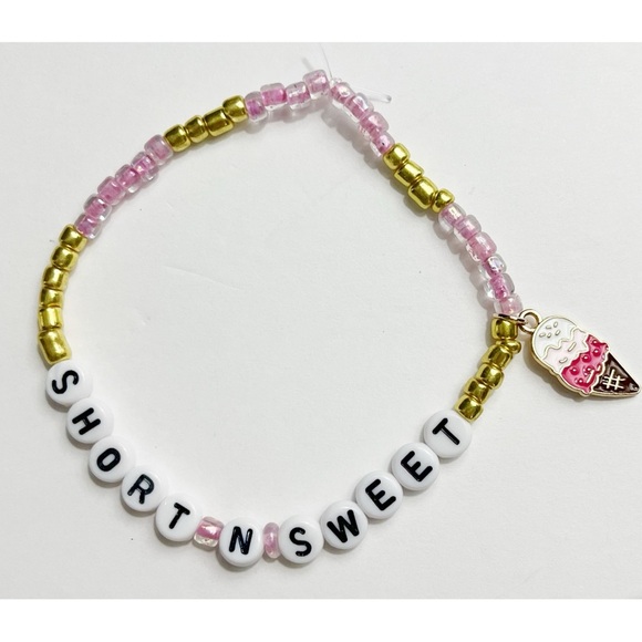 Sabrina Carpenter Short N Sweet Pink and Gold Beaded Friendship Bracelet - Picture 1 of 1